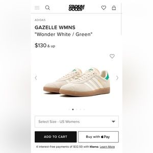 Adidas ADIDAS
GAZELLE WMNS
"Wonder White / Green" — 7.5